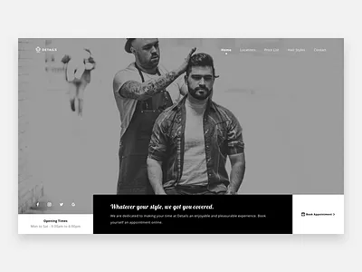 Details Barbers barbers barbershop hair hair styling hairdressers header hero ui ux web design