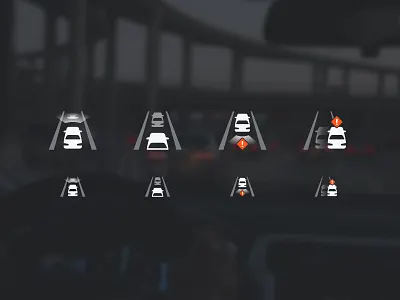 Symbols on HUD adas cruise flat gui hud icon icons infotainment map. navi system vehicle