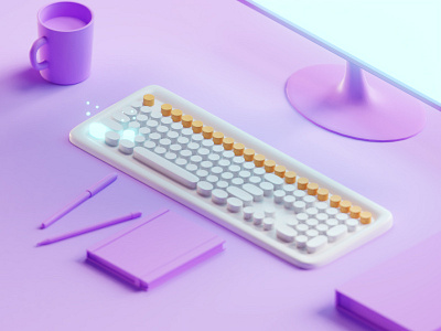 Undo b3d blender illustration isometric keyboard low poly render robot undo work