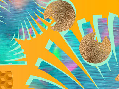 Abstracted Tropics abstracted cubes geometric gold graphic design orange shapes surface pattern tropics