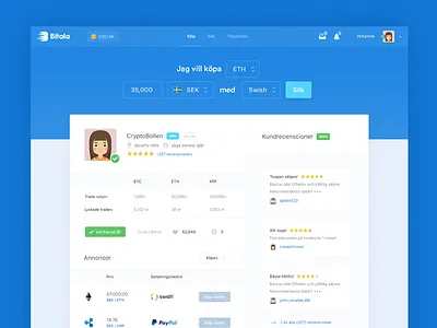 Bitala Profile Page bitala bitcoin blue button crypto landing landingpage splash ui ux