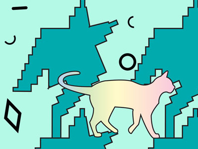 Houndstooth Cats From Memphis cats confetti geometric graphic design houndstooth illustration memphis design pattern shapes