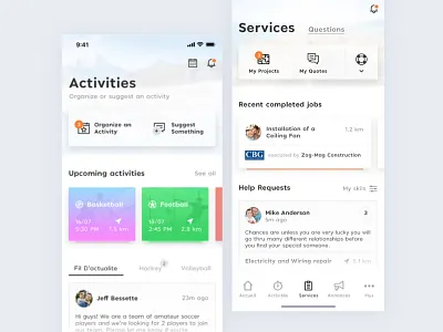 Cool-Dad - App redesign activities app application clean cooldad design flat ios minimal mobile simple sketch ui ux web white