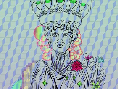Caryatid Grid art history caryatid graphic design illustration neon techno fossil vector