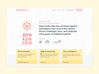 SOTM Asia landing website design bootstrap 4 landing page minimal sass topography uidesign website