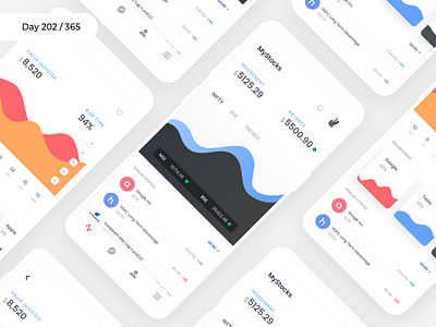Stock Trading Mobile Dashboard | Day 202/365 - Project365 dashboard dashboard saturday design challenge fintech mobile app project365 shares sketch stock trading