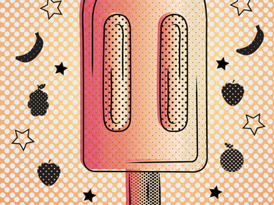 Pac-Man Treat fruit halftone pac man polka dots popsicle retro stars treat video game