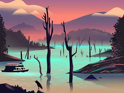 Road trip - Periyar Lake boat forest illustration india kerala lake national park periyar reserve roadtrip south india tamilnadu