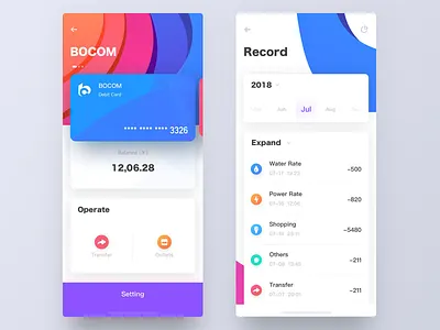 Bankcard2 app bankcard card clorful ios iphonex record ue ui wallet