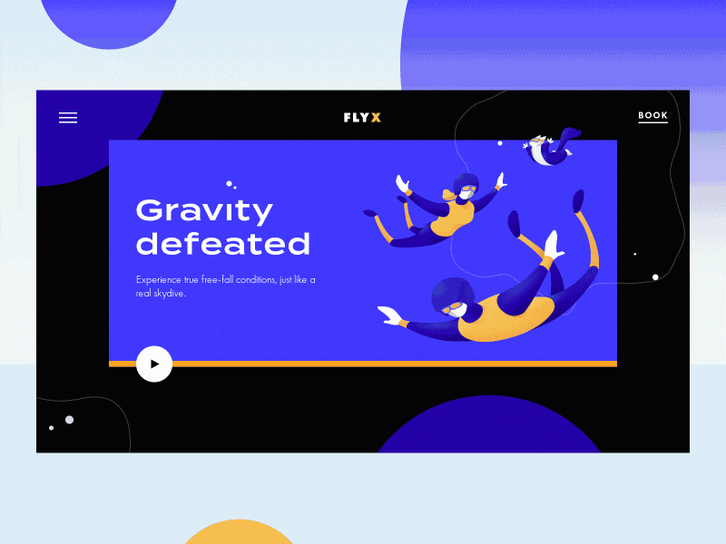 Aerotube FlyX animation color design studio entertainment expierience flight game graphic design gravity illustration parachute ui ux web