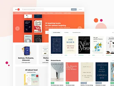 Online Reader web site design banners books category landing page promo reader ui ux