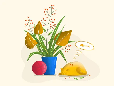 Lazy Cat On Monday ball cat floral monday