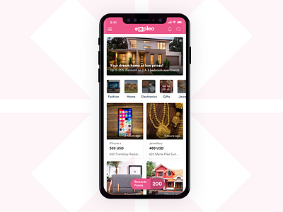Expleo home screen banner classified expleo home screen minimal pink redesign simple ui uk ux
