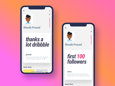 Thank you shot 100followers 100 android art design dribbble followers gradient illustration ios profile thankyou