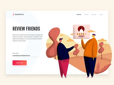 Berry || Landing Page card gradient homepage illustration landing leaves linkedin onboarding people profile review web