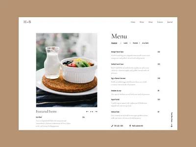 Haddie Bakery - Menu bakery design menu menu design minimal ui user interface ux webpage webpage design website