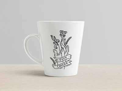 Fuck Cancer Mockups cancer contrast flower hand illustration minimalistic monoline scroll