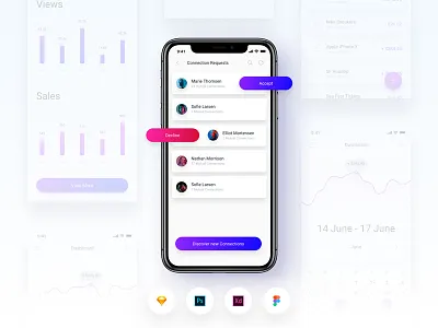 Brake UI Kit 2.0 - Social media network friend requests activity figma free screen sketch template ui ui kit ux xd