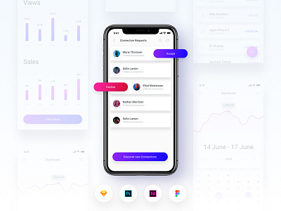 Brake UI Kit 2.0 - Social media network friend requests activity figma free screen sketch template ui ui kit ux xd
