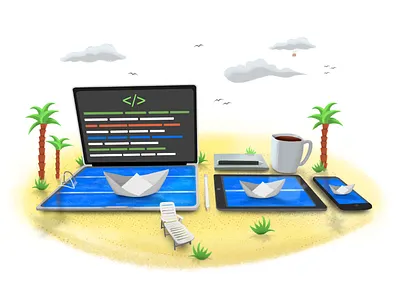 Same fun on multiple devices creativity development illustration ipad pool responsive rwd
