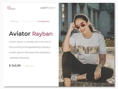 Avaitor sunglasses shot avaitar clean design minimal rayban sunglasses ui web