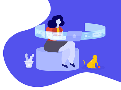 Illustration 2 colors design flat girl illustration macbook