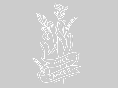 Fuck Cancer cancer contrast flower hand illustration minimalistic monoline scroll