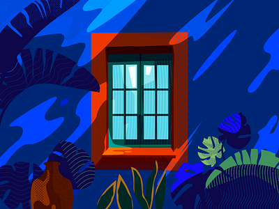 Red Window art design flat illustration nature red shadow window