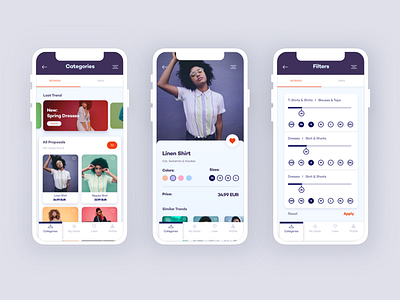 E-commerce Experience app categories detail ecommerce filters ios mobile online shop ui ux