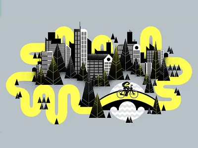 Outsmart the City bike buildings lake man road trees