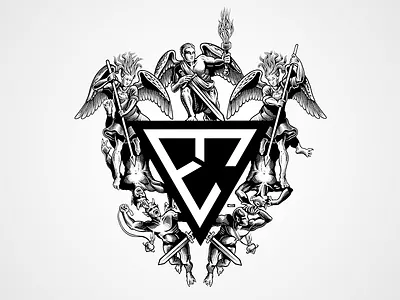 Eterno Made angels bw demons illustration