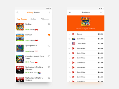 eShop Prices App - Google Material Practices clean eshop google material design nintendo price list