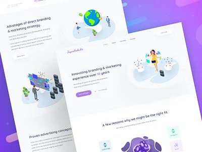 Landing Page design gradients illustration interaction landing minimal mockup page presentation sliders ui website