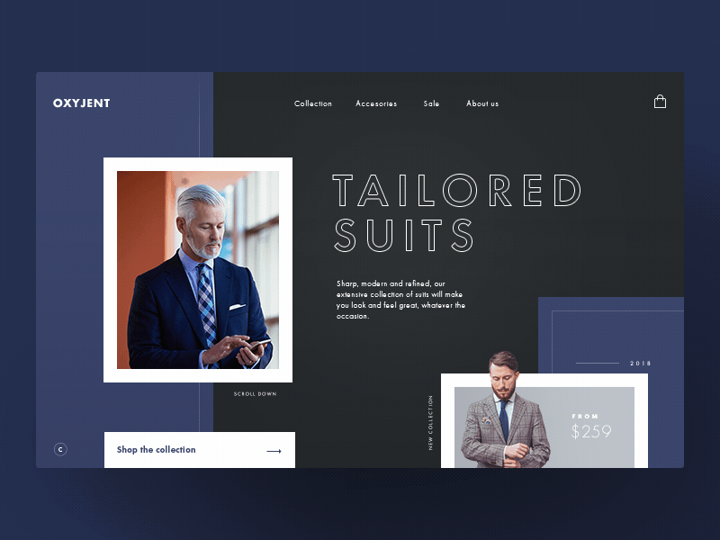 Tailored suits shop clothes e commerce fashion photo promo shop ui ux web