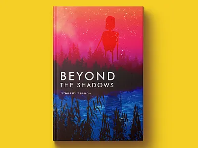 Book Cover Illustaration book cover dark environment forest galaxy giant illustration lake print robot stars trees