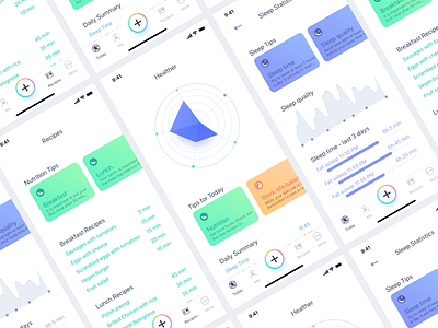 Healther - Health Assistant chart charts clean dashboard diet green health medical statistics stats violet work