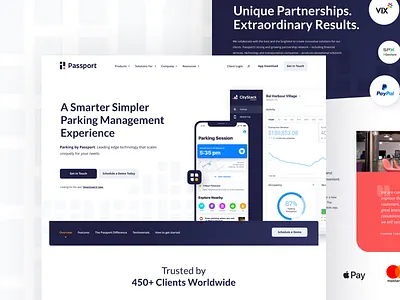 passportinc.com app branding interface organization parking passport product saas ui ux website wireframes