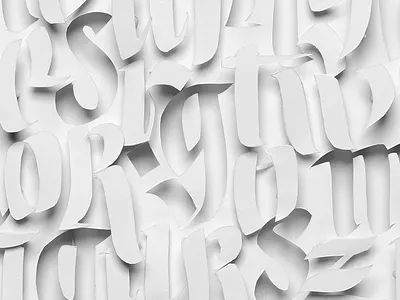 Strokes, Shapes & Light / Broad nib calligraphy light papercraft photography poster typography