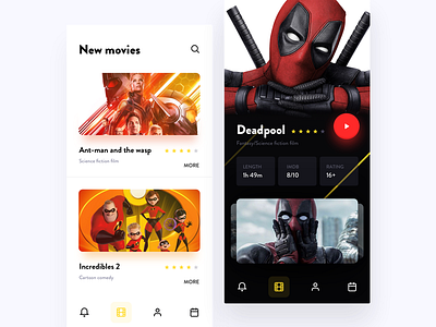 Movies app app cinema list minimal mobile movie ui ux watch