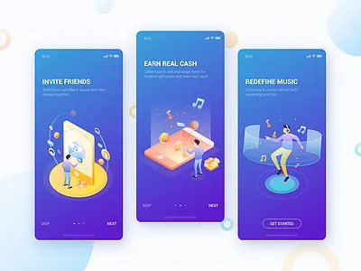 Marni Music - Onboarding android app branding design illustration illustrator music onboarding queble ui ux