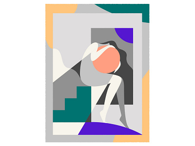Slowdown abstract blanket cotton female figure overlap slow live throw woven
