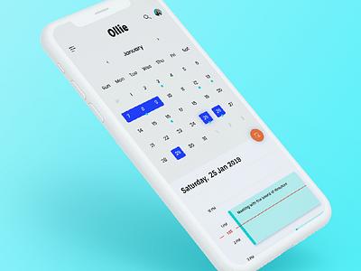 Mobile Calendar App app app design calendar clean easy flat goldfish interface layout mobile ui ux