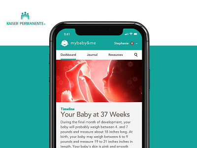 Kaiser Permanente : My Baby & Me App art direction baby health ios journal kaiser permanente pregnancy responsive rwd uxui