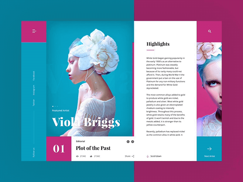 Plot of the Past - slider animation concept animation clean fashion interaction modern mondrianizm principle typography ui ux