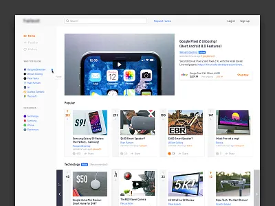 Some UI layout page review ui upvote ux video web