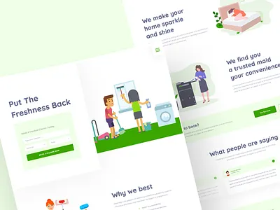 Cleaning Services 💧 Website agency animation branding clean color illustration ios landing page website