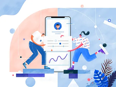 UI Designers - Illustration avatar cool color illustration mobile app mobile design noise people team work texture ui design ui designer working