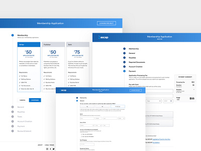 ASCAP's Online Member Enrollment billing clean enrollment gradient modern payment process redesign selection subscription ui ux