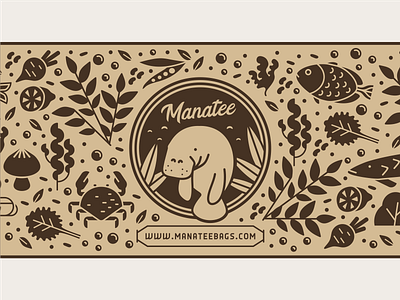 Pattern for Manatee animal crab fish fruit manatee marine reusable seaweed veggies zero waste
