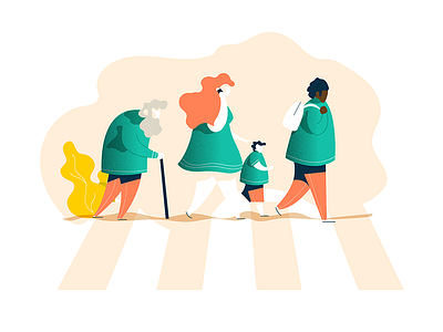 One path, multiple users abbey road adobe illustrator child illustrateur illustration old man path vectorart